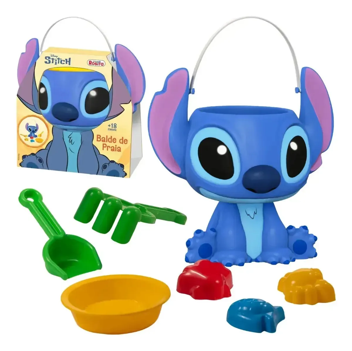 Kit Baldinho De Praia Do Stitch Com 6 Peças E Com Acessórios