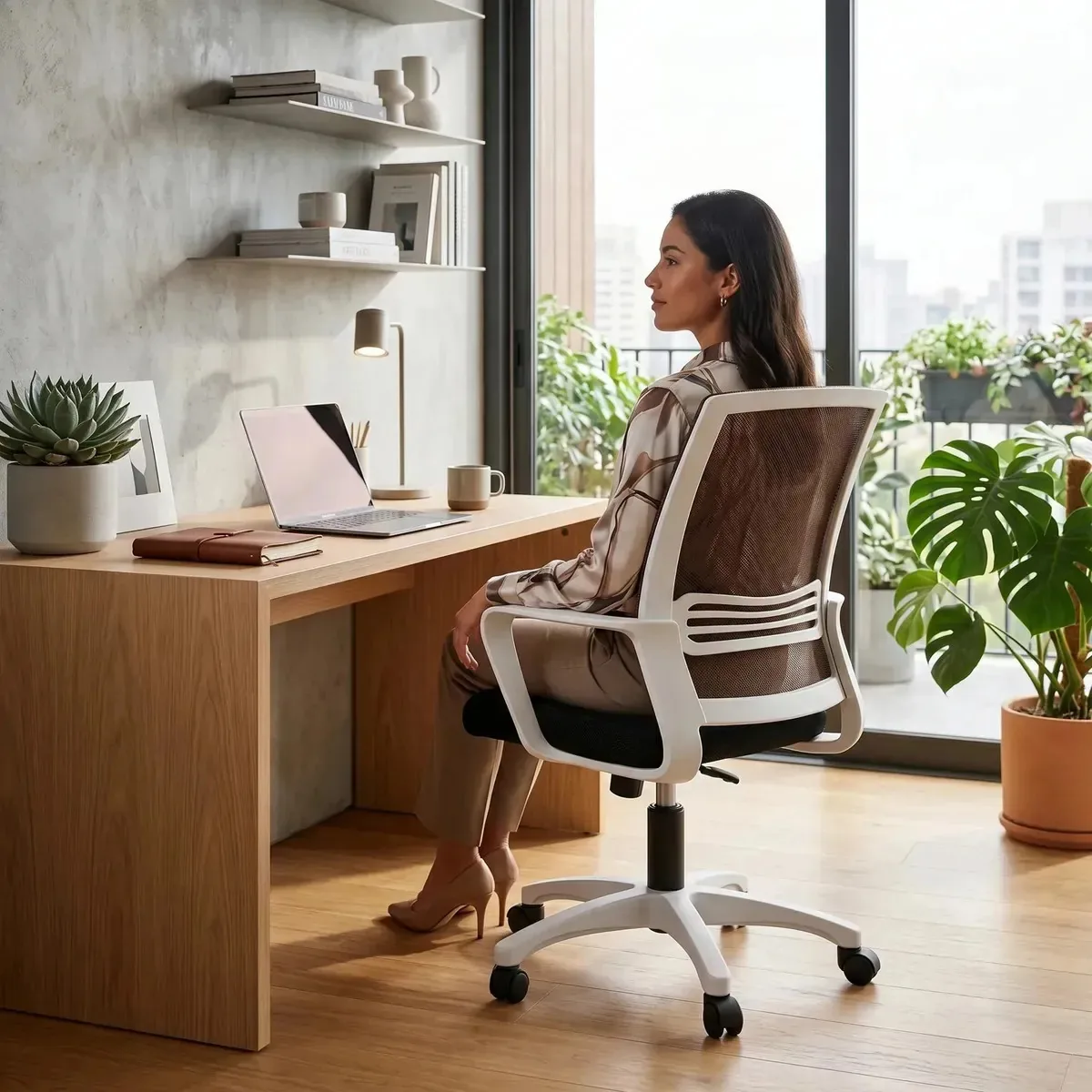 Cadeira ergonômica para jogos e escritório lombar ajustável branca/cinza