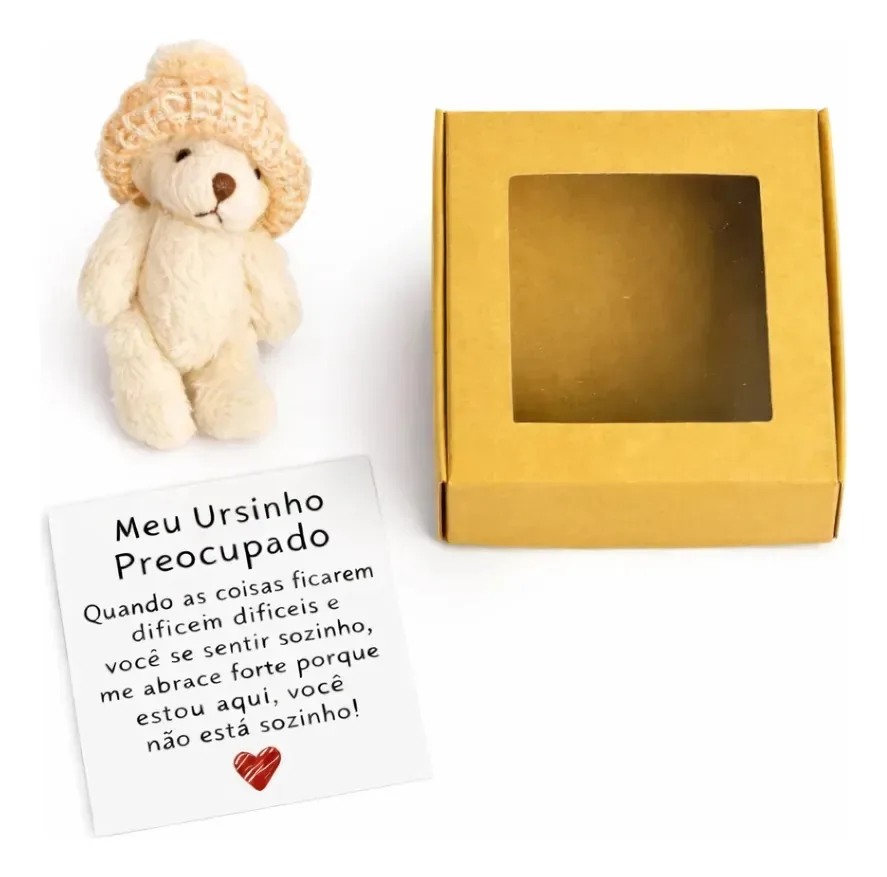 Caixa De Presente Com Ursinho De Pelúcia De Bolso Branco