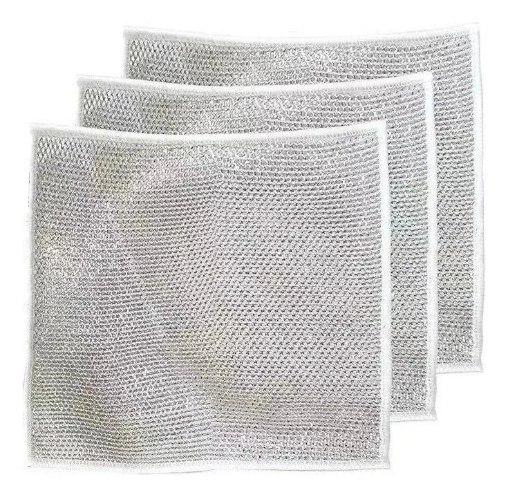 Panos de limpeza de cozinha de camada dupla 50 unidades 20x20cm prata