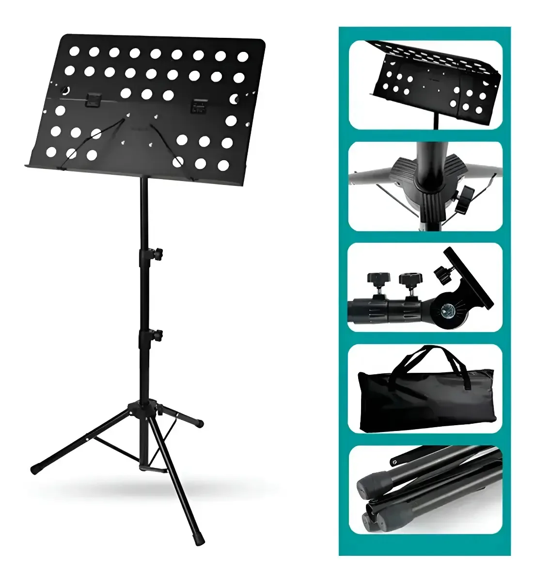 Suporte Score com tripé ajustável e dobrável preto preto