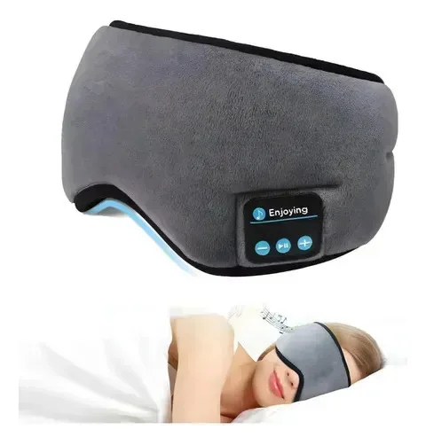 Máscara de dormir relaxante cinza com fones de ouvido Bluetooth