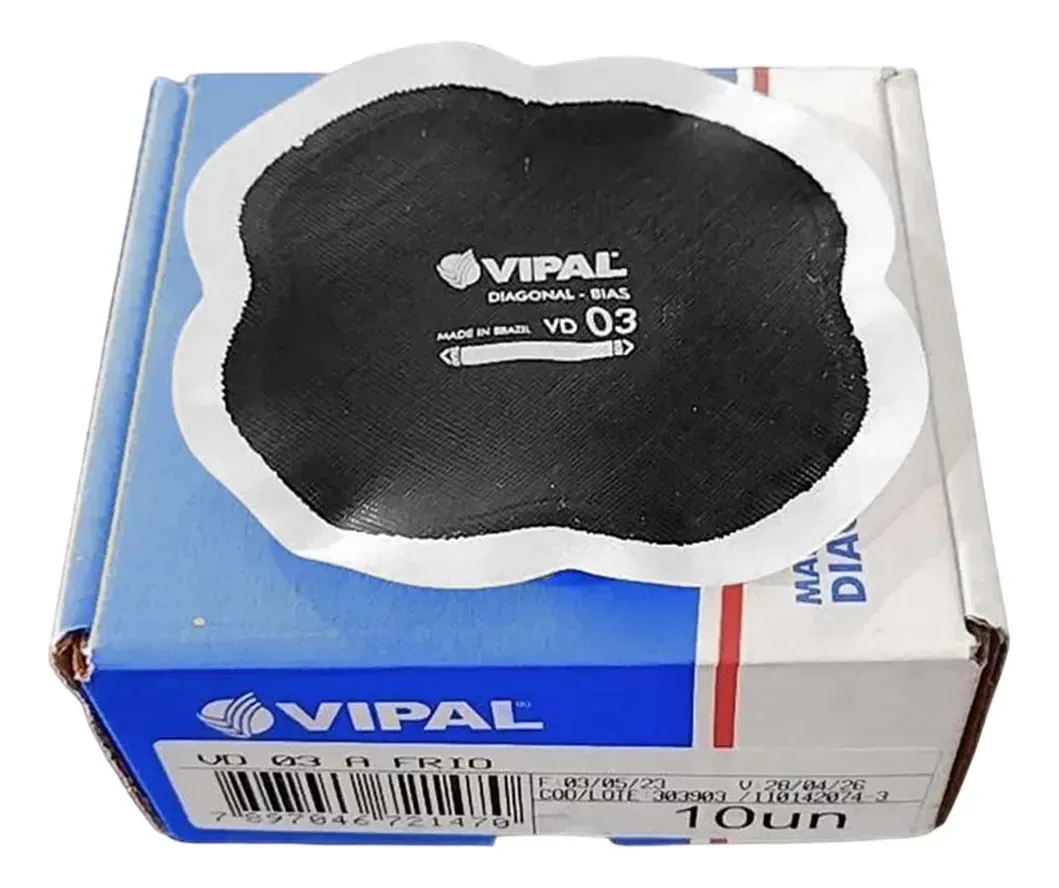 Kit Manchão a Frio Vipal VD03 para Reparo de Pneus de Carro e Caminhonete (4 Unidades)