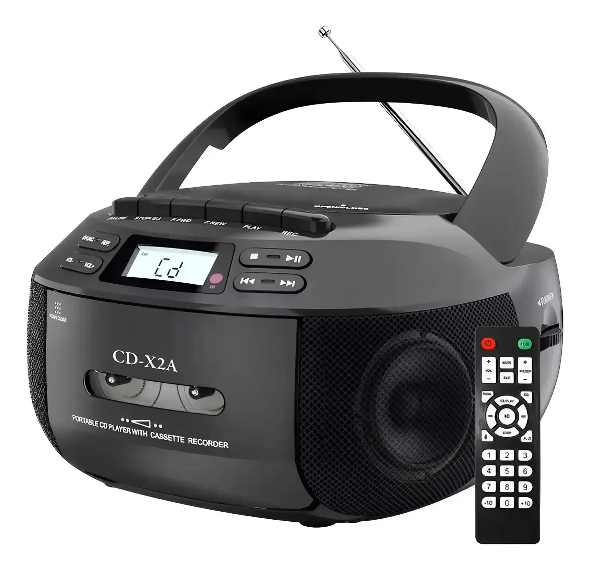 Leitor de cassetes Boombox com gravação/rádio/Bluetooth/SD