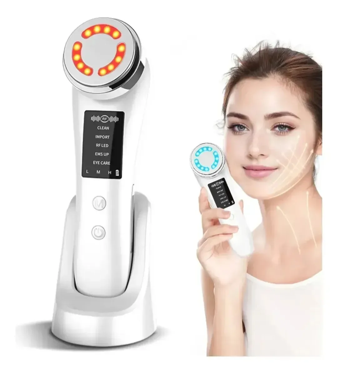 Massageador facial eletroporador ultrassônico anti-rugas
