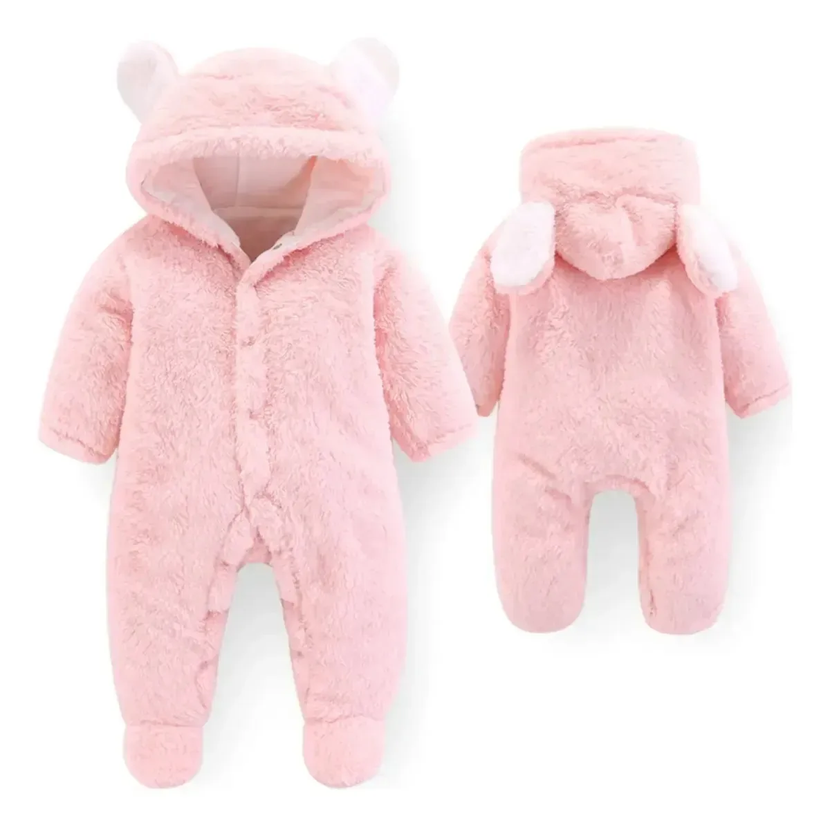 Macacões de bebê com chapéu, roupas quentes de inverno e outono