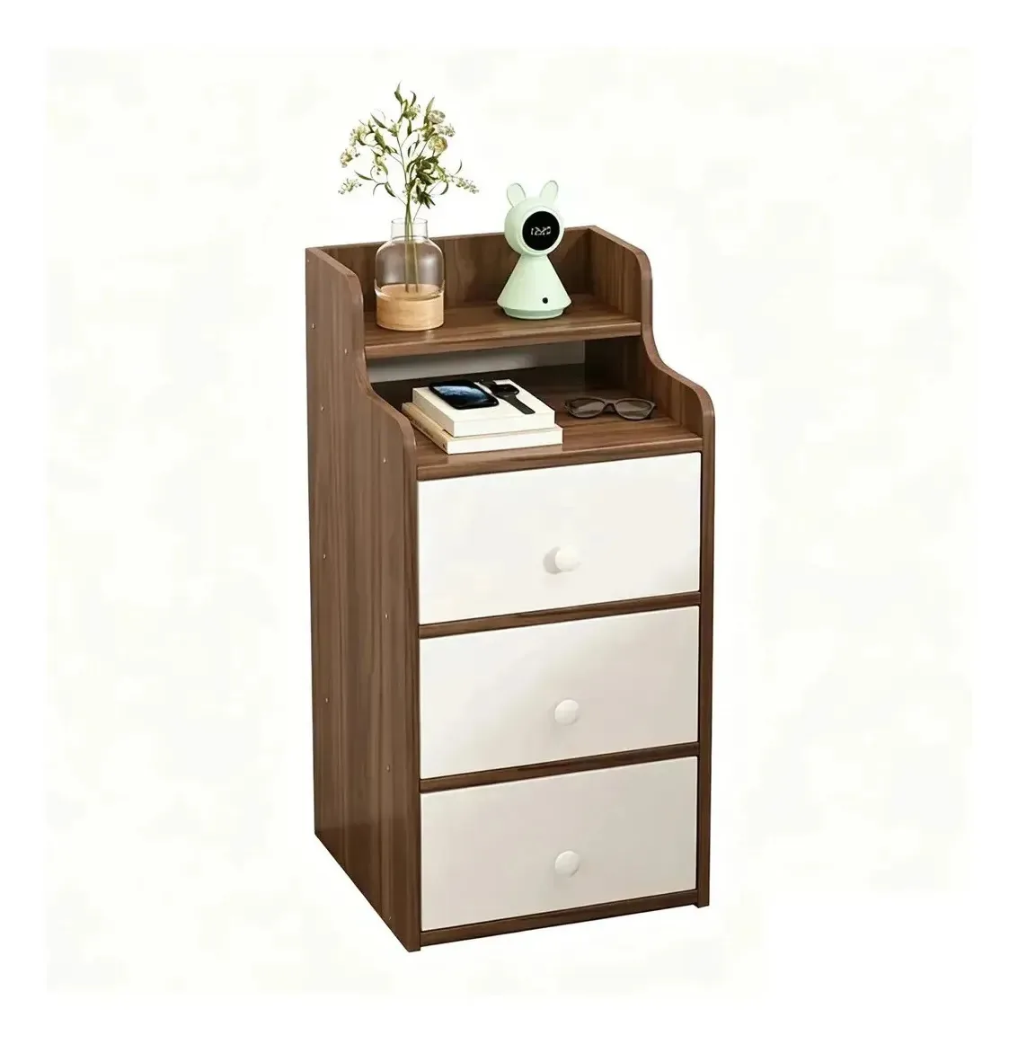 Mesa de cabeceira TRUEFORM Buró tres cajones de mdf - 60cm x 30cm x 30cm - marrom fosco x 1