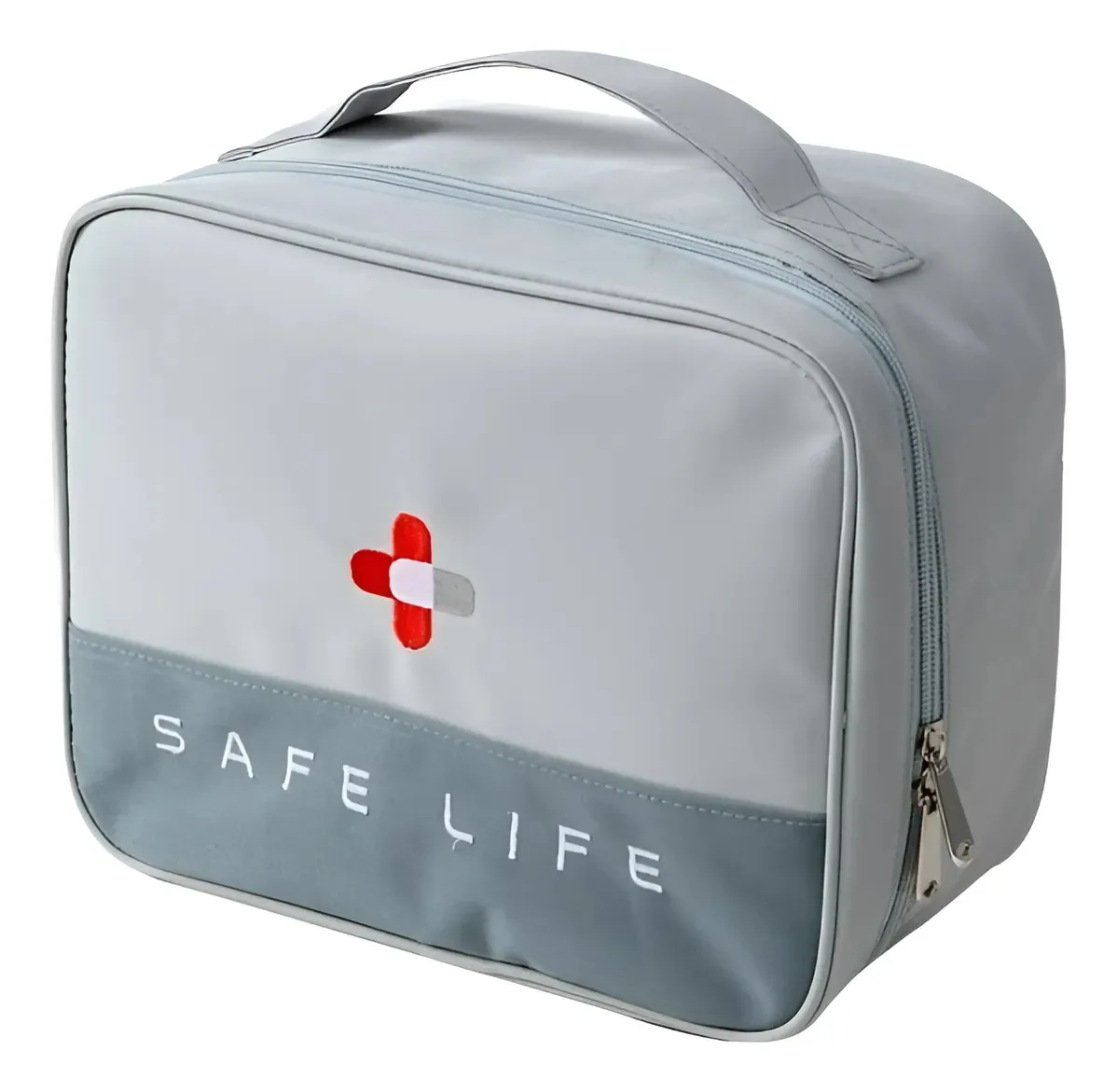 Bolsa organizadora de estojos de remédios para viagens familiares cinza