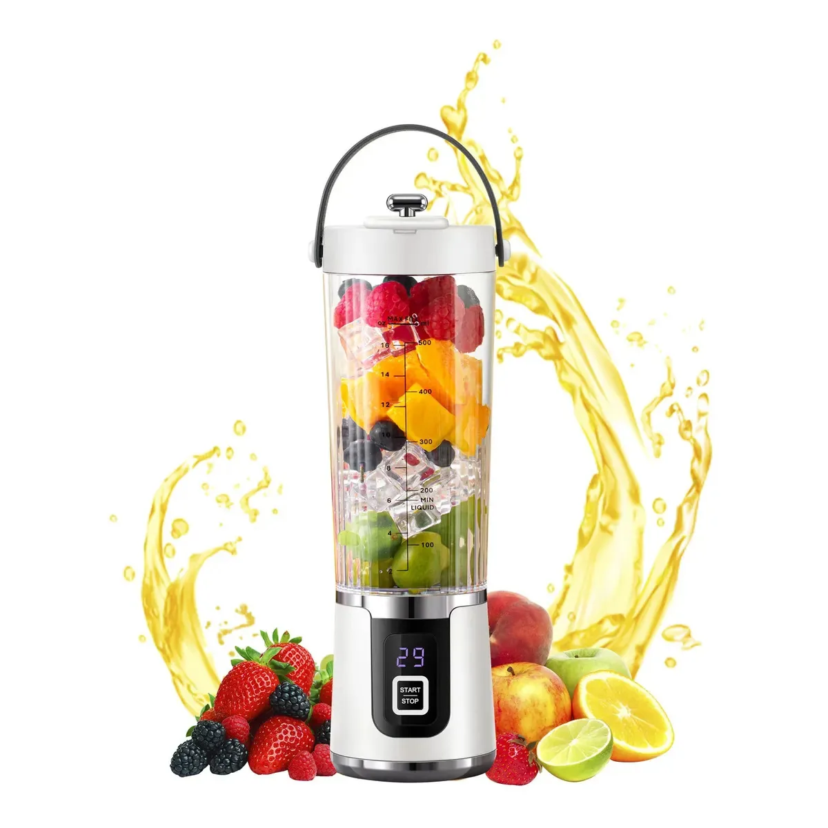 Liquidificador com moedor de gelo, ideal para preparar batidos, portátil, recarregável, 60 mililitros, cor branca