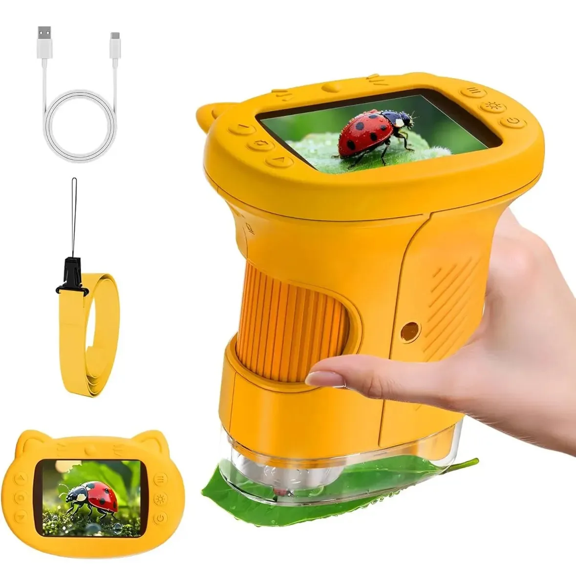 Microscópio portátil para crianças - brinquedo educacional portátil laranja