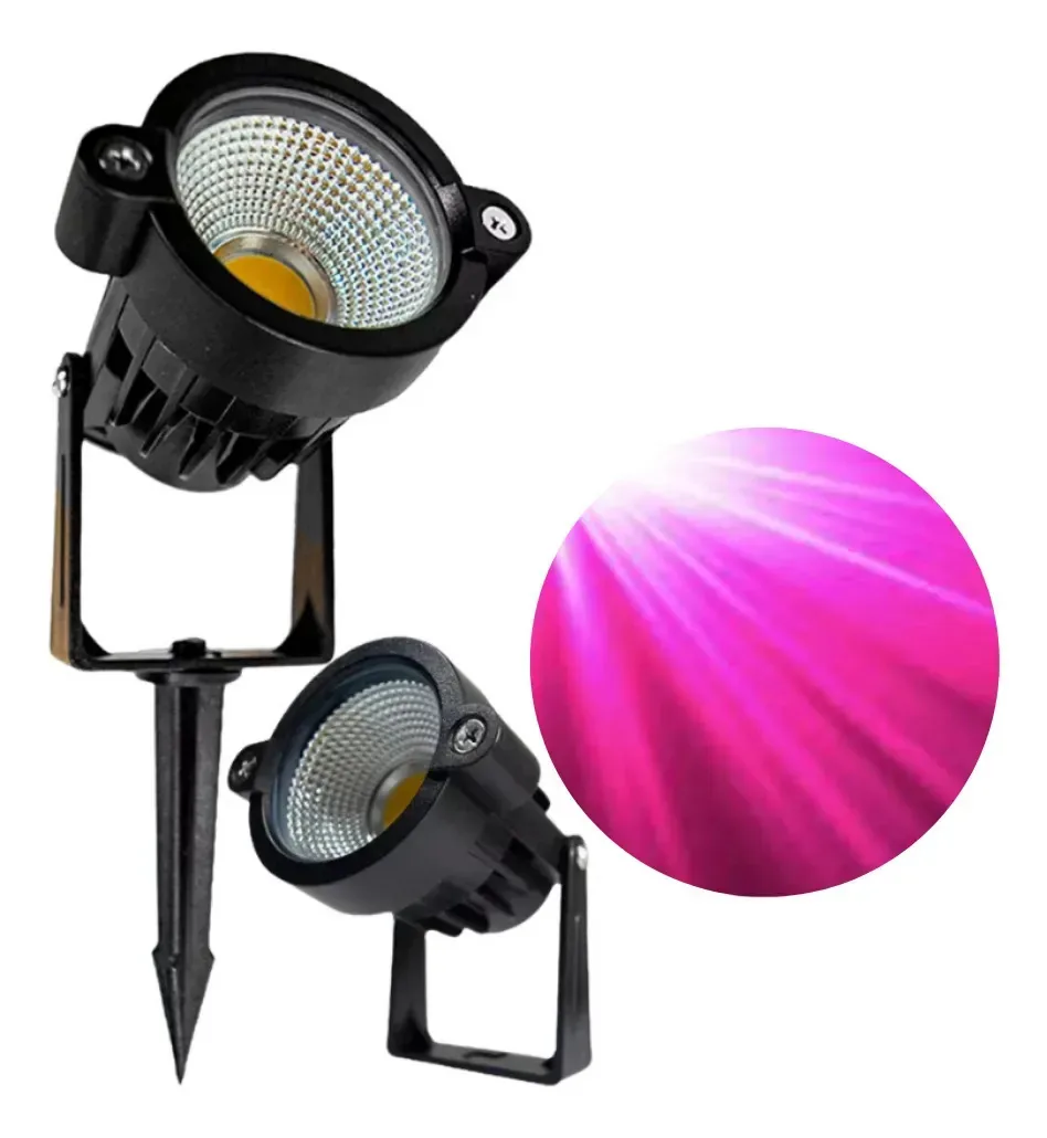 Kit 5 Luminária Espeto Jardim Cob Led 15w Underground Luminária Espeto Rosa