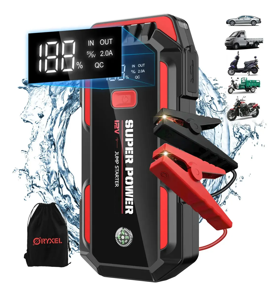 Carregador de bateria de carro 12v Carregador de bateria de carro 8000a Carregador de bateria de carro Carregador inteligente Carregador de bateria para motociclos portáteis Jump Starter
