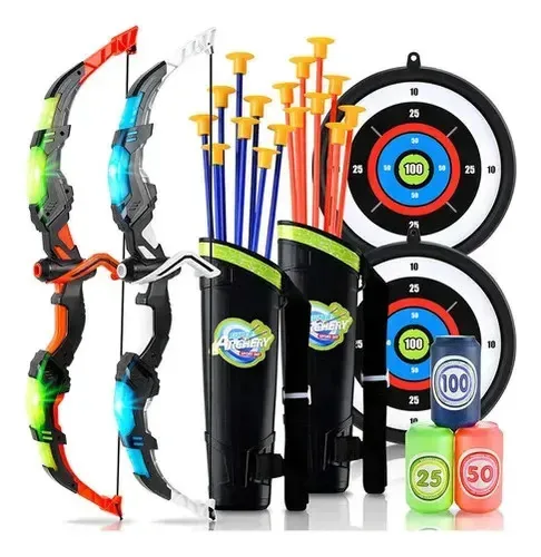 Jogo de arco e flecha para crianças, brinquedo de tiro