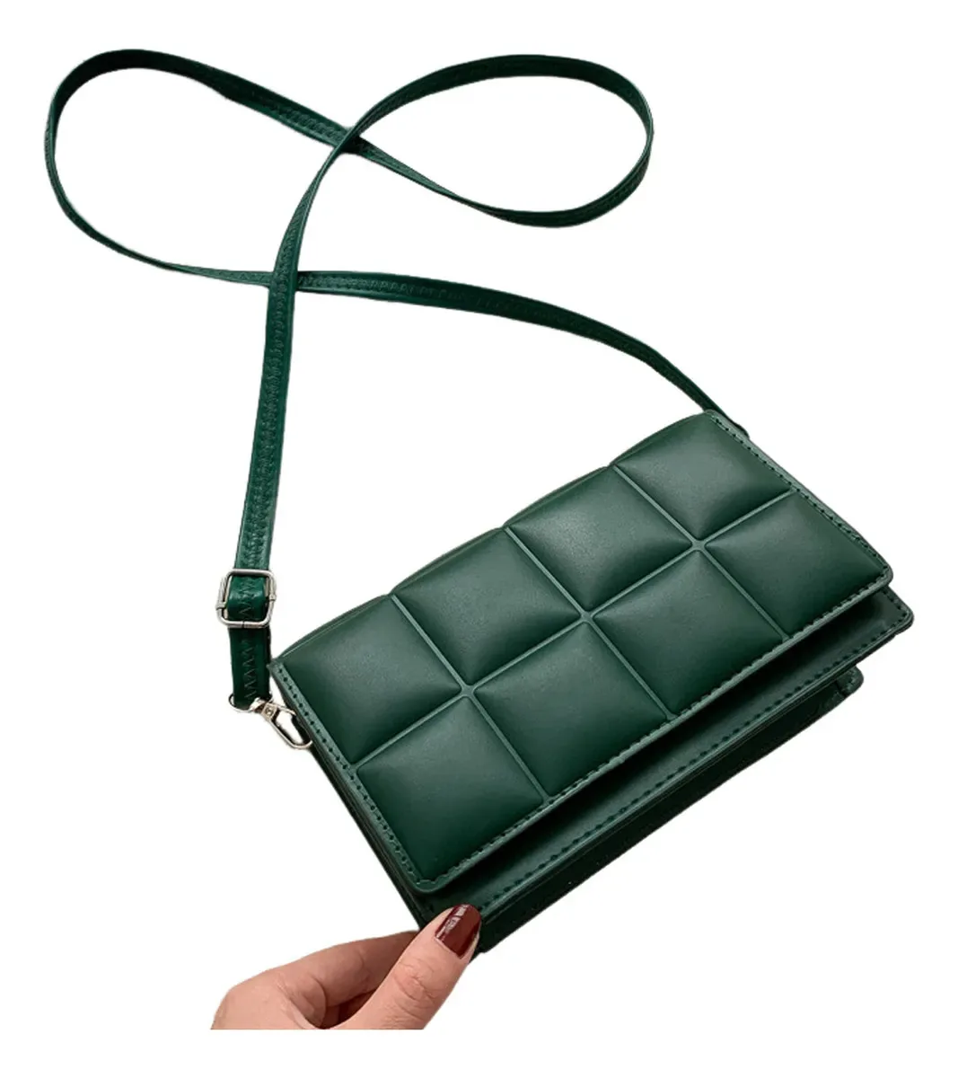 Bolsas de ombro e ombro para mulheres com acabamento de hardware, conforme mostrado, cor verde, alça de ombro, conforme mostrado, design de tecido liso