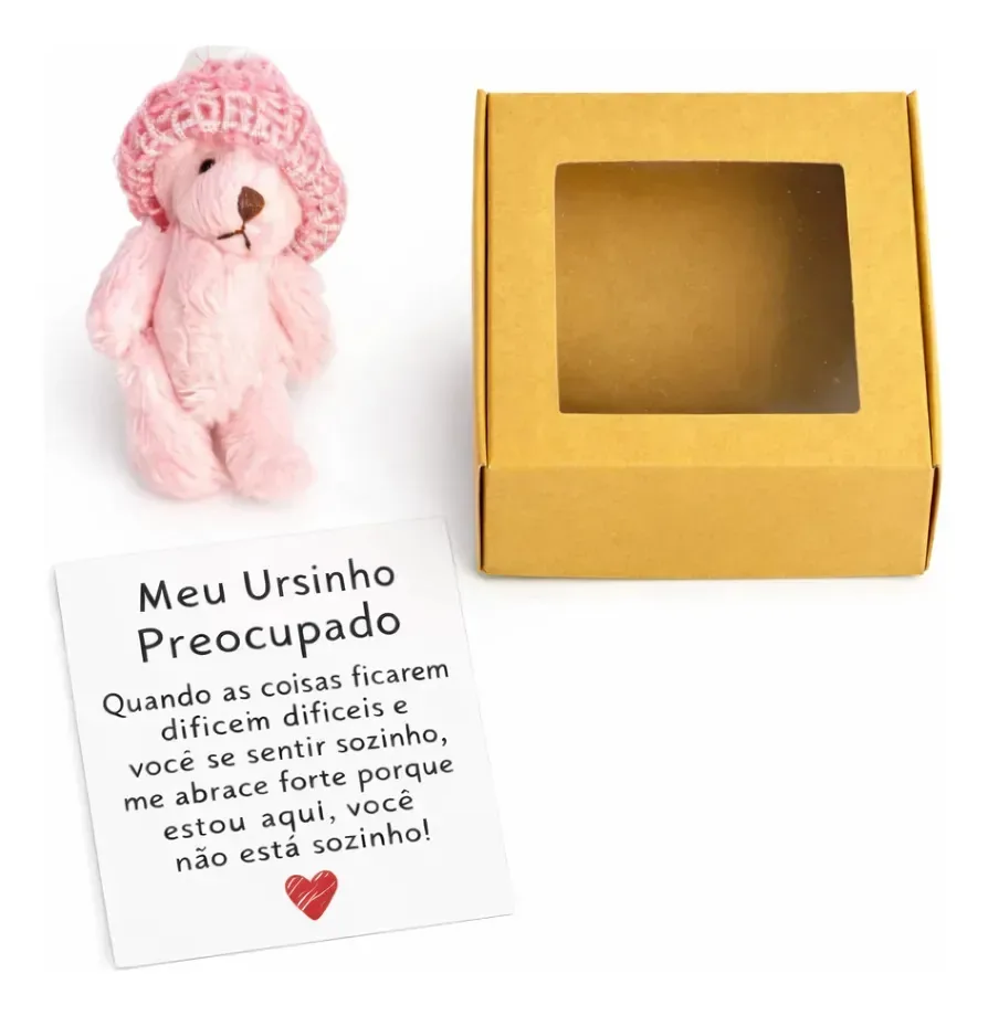 Caixa De Presente Com Ursinho De Pelúcia De Bolso Rosa