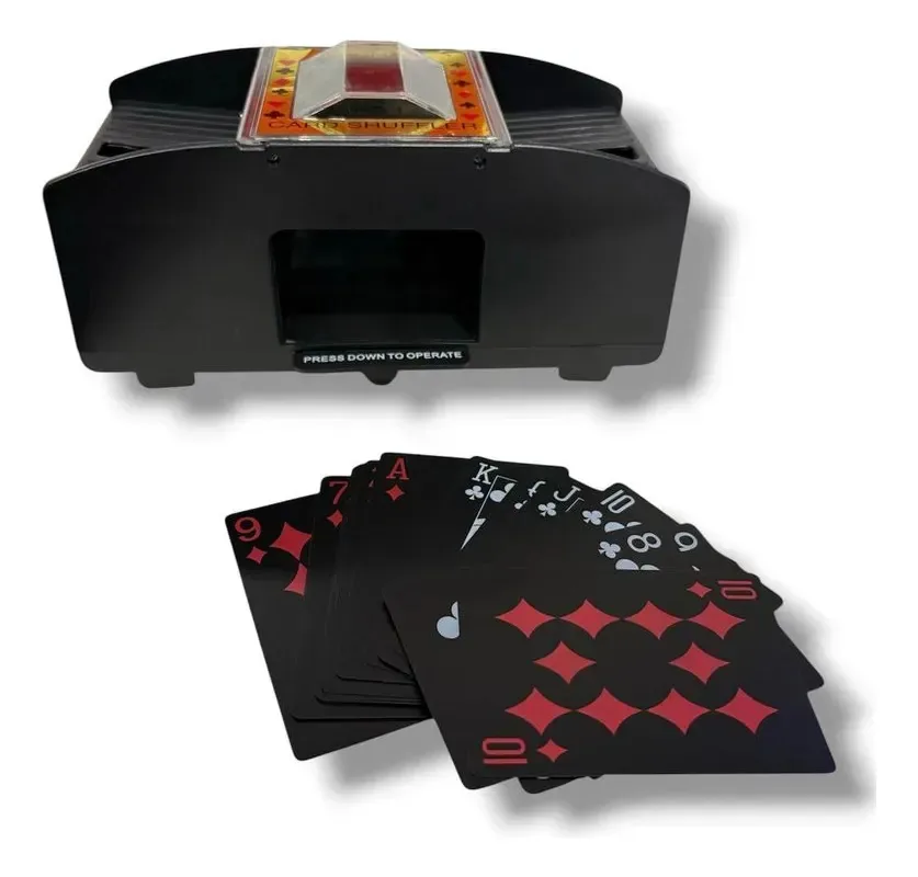 Kit Embaralhador Elétrico e Baralho de Cartas Plástico com 54 Cartas