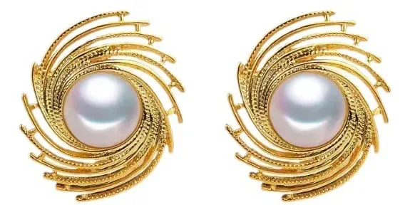 Brinco Pérola Dourado Asas Zircônia Elegante Luxo Dourado