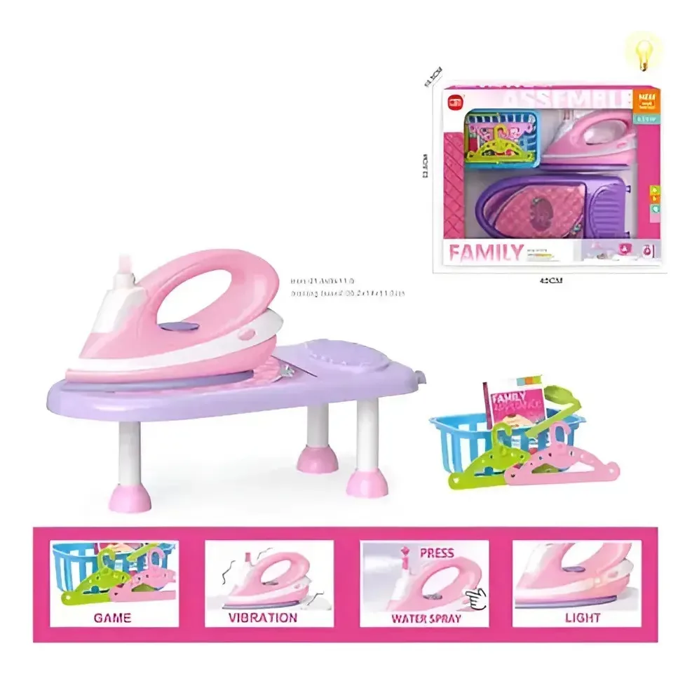 Conjunto de tábuas de passar roupa, conjunto de brinquedos e acessórios, rosa claro, presente familiar