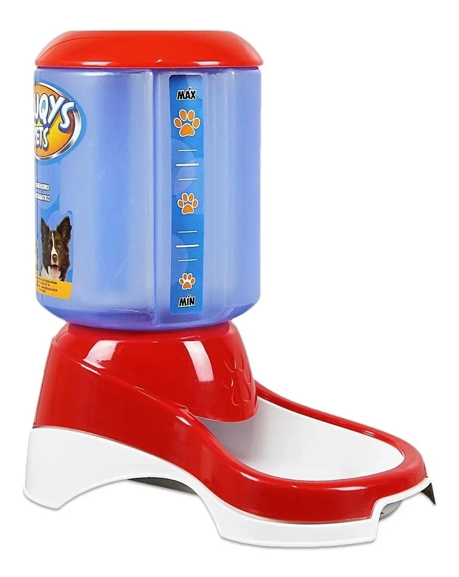 Comedouros Cachorros Comedouro Automático Para Cães E Gatos Cor Vermelho