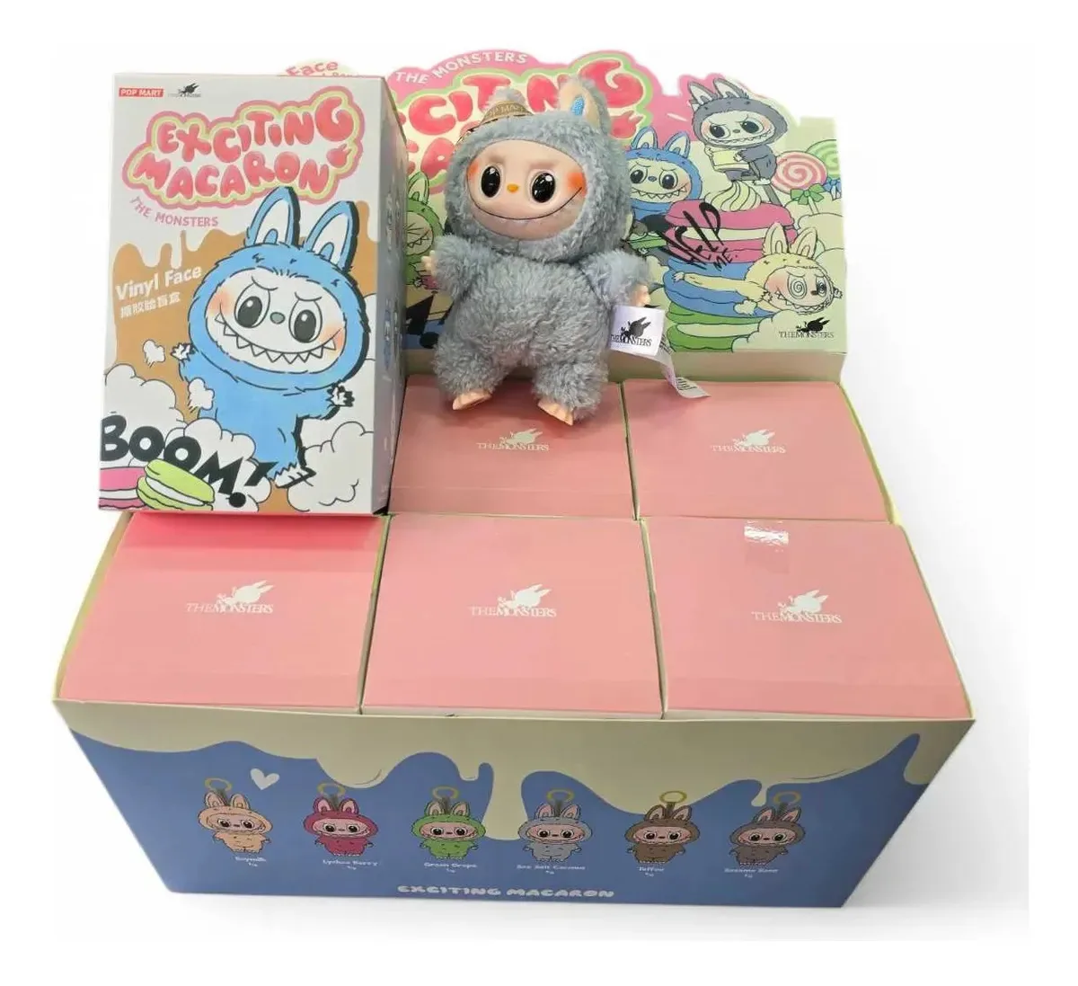 Labubu Macaron The Monsters com roupas para bonecas marrons