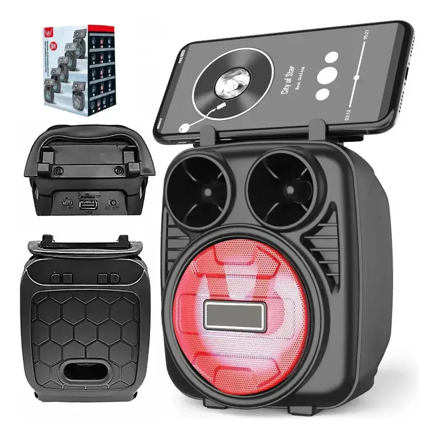 Caixa De Som Pequena De Som Hi-fi Porta Celular Portatil Cor Vermelho