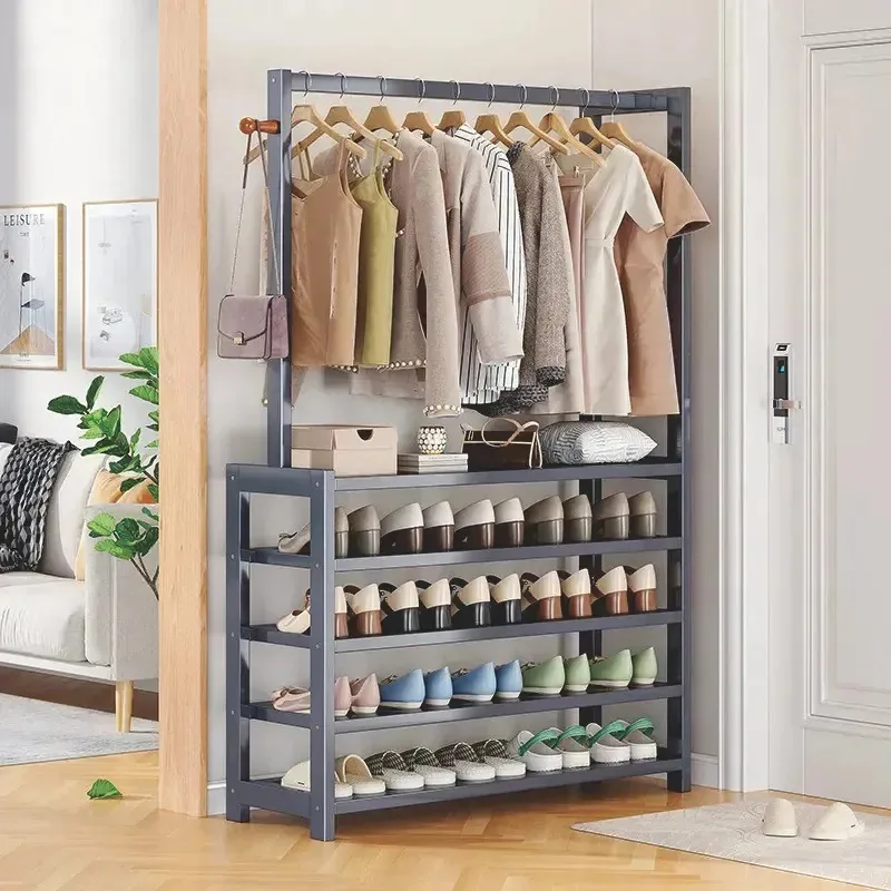 Rack econômico, sapateira, prateleira de roupas, prateleira de roupas, cinza