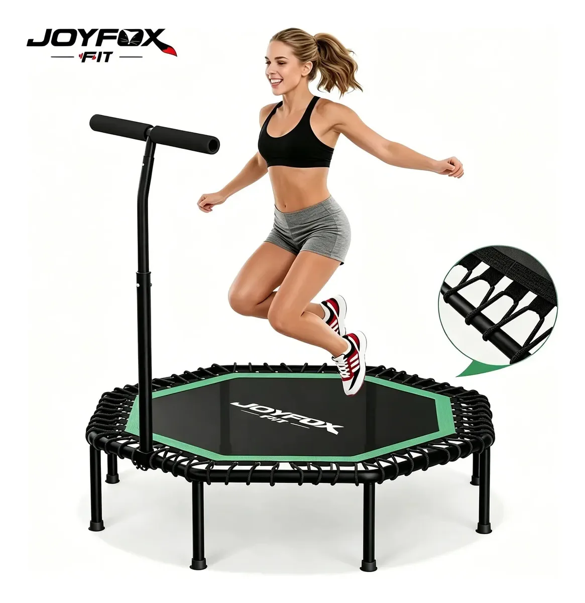 Trampolim Jump Dobrável 108cm Joyfox Fit Com Apoios De Braços Ajustáveis Cama Elástica 200kg Cor Verde