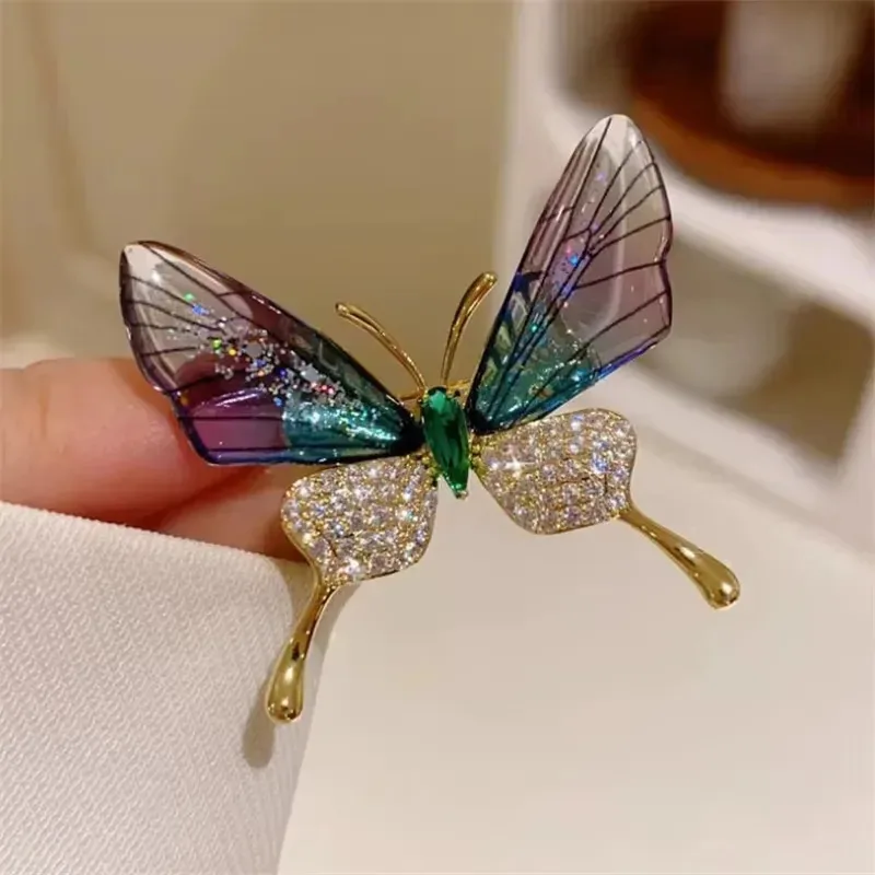 Broche Borboleta Acessório De Brilho Para Roupas Elegante Verde