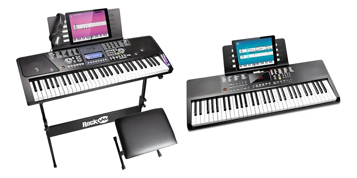 Teclado digital portátil de 61 teclas com tela LCD