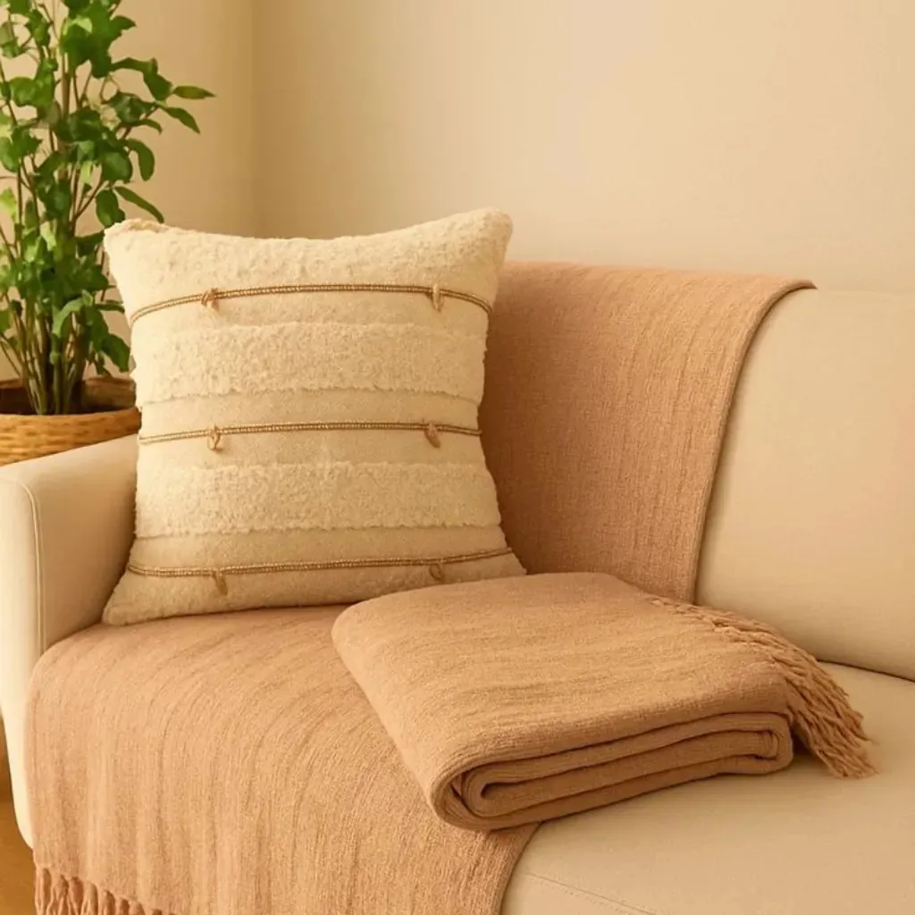 Manta Sofá Luxo Artesanal 220x160 Tamanho Solteiro Cama Caramelo Lisa