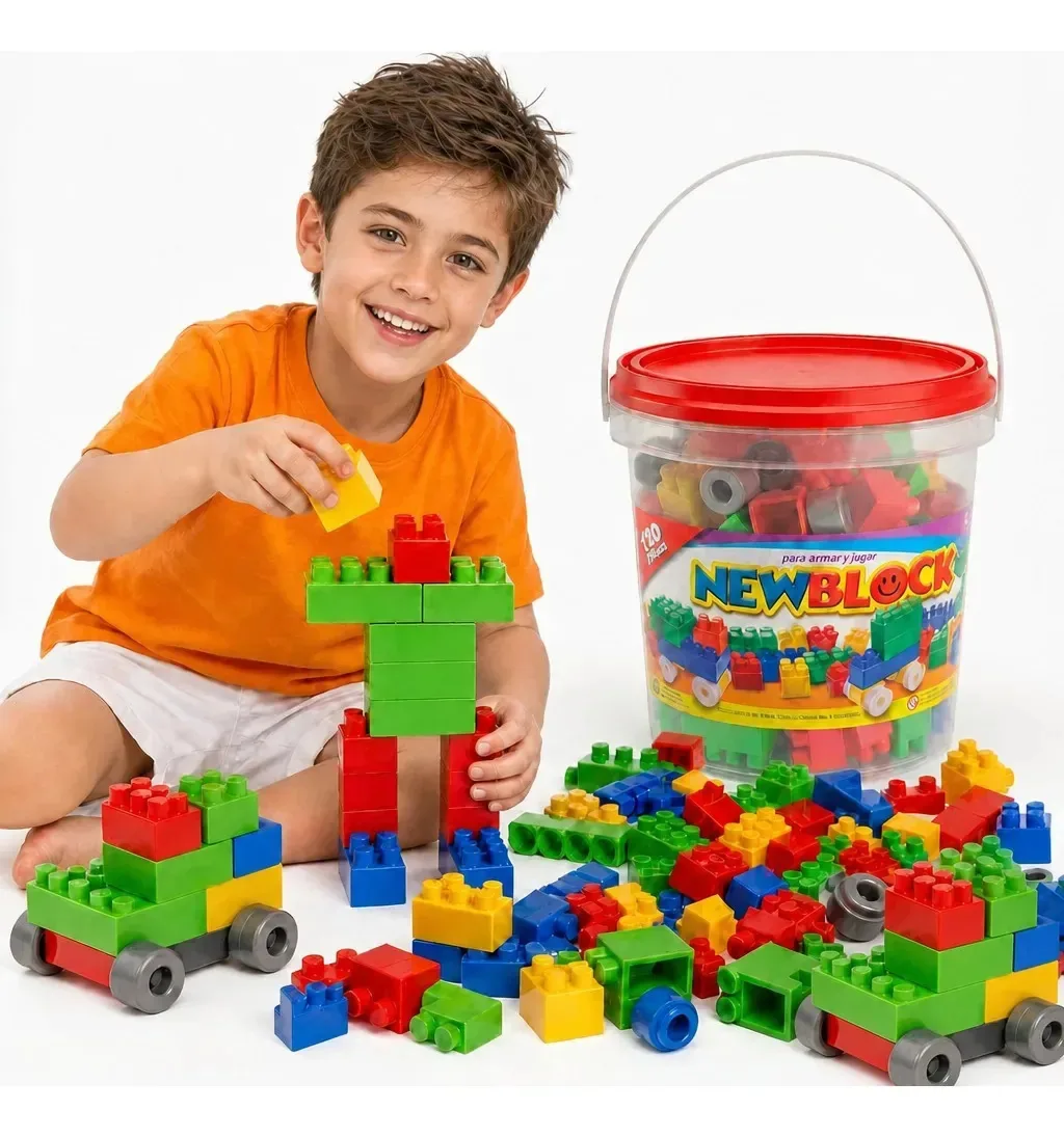 Blocos embutidos gigantes, tijolos, Armar Balde120 peças, 120 blocos de construção de carros