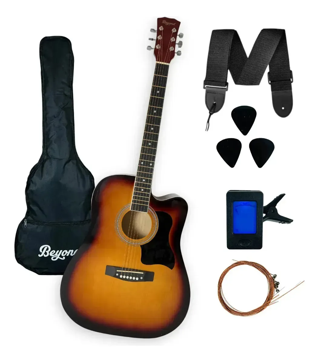 Guitarra eletroacústica Beyond Dright com acessórios laranja