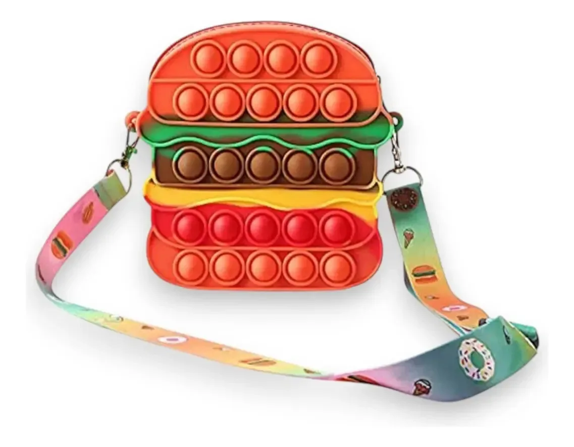 Bagburguer Bolsa Pop It Brinquedo Antistres Bolsinha Infanti Laranja