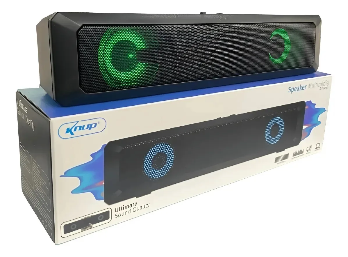 Caixa De Som Gamer Computador Pc Soundbar Subwoofer Led Rgb Preto