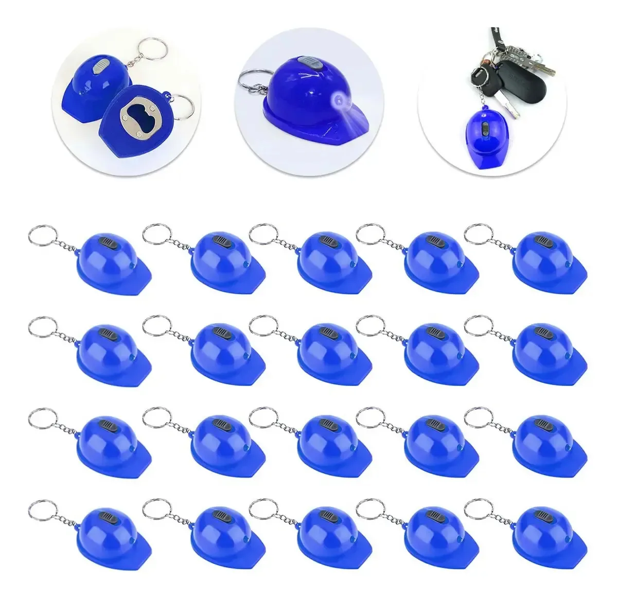 Chaveiros de capacete com Light Engineers Uncapper Chaveiros 20p azuis