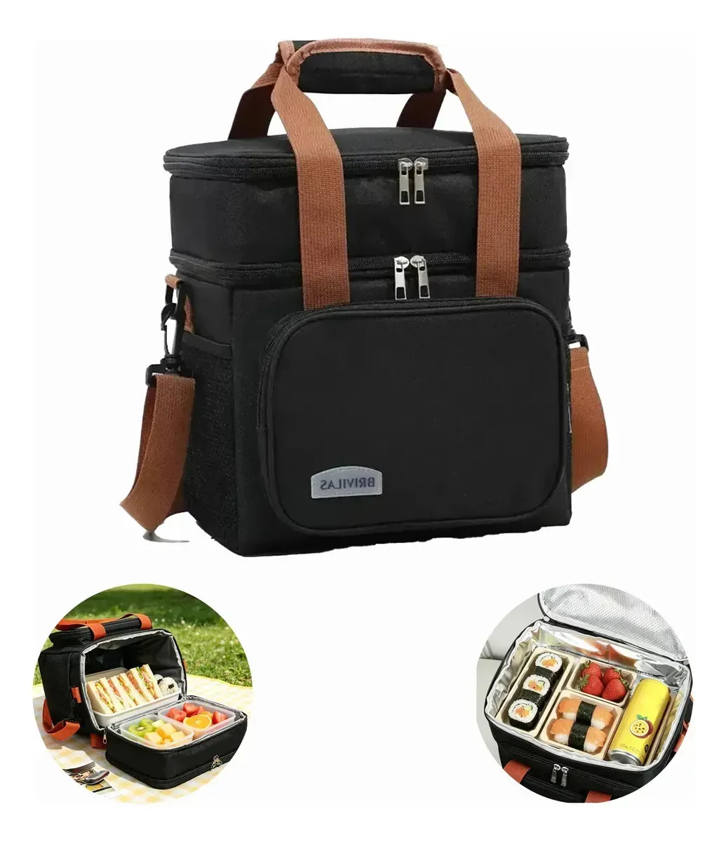 Lancheira de camada dupla, lancheira térmica, lancheiras de grande capacidade, bolsa térmica, almoços térmicos, almoços escolares, acessórios escolares, bolsa térmica de acampamento, bolsa térmica...