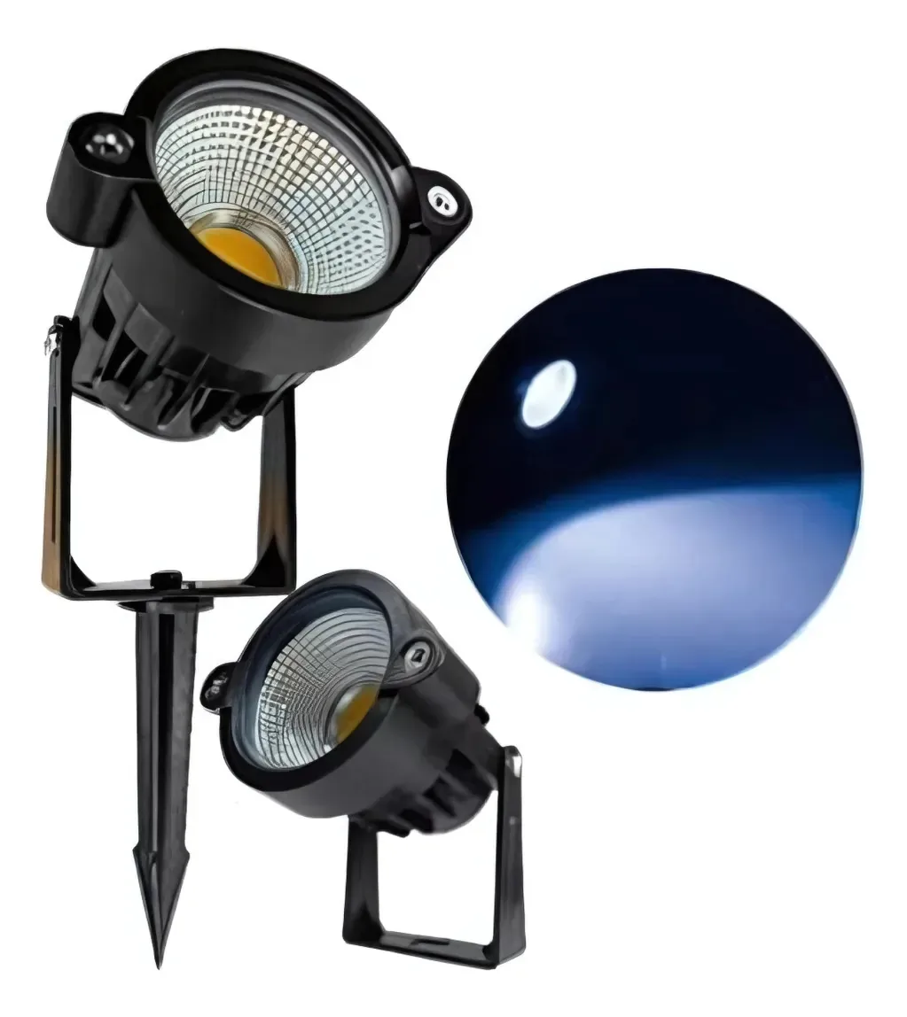 Kit 5 Luminária Espeto Jardim Cob Led 15w Underground Luminária Espeto Azul