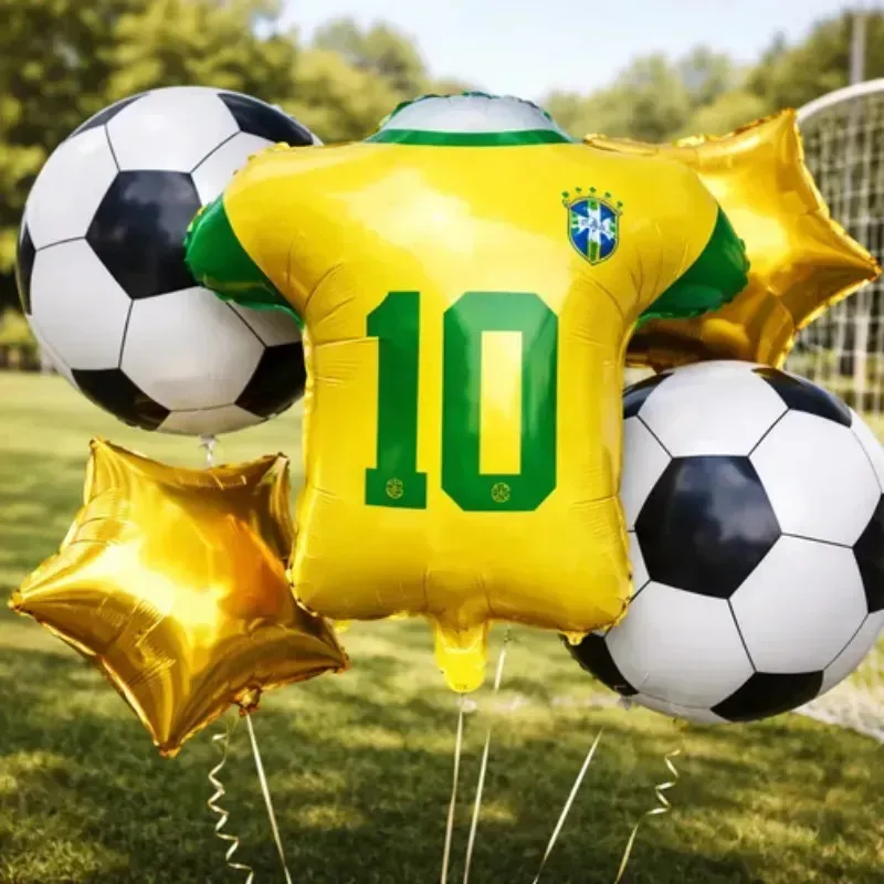 Kit C/ 5 Balões Futebol Brasil Copa Festa Bola Troféu Camisa