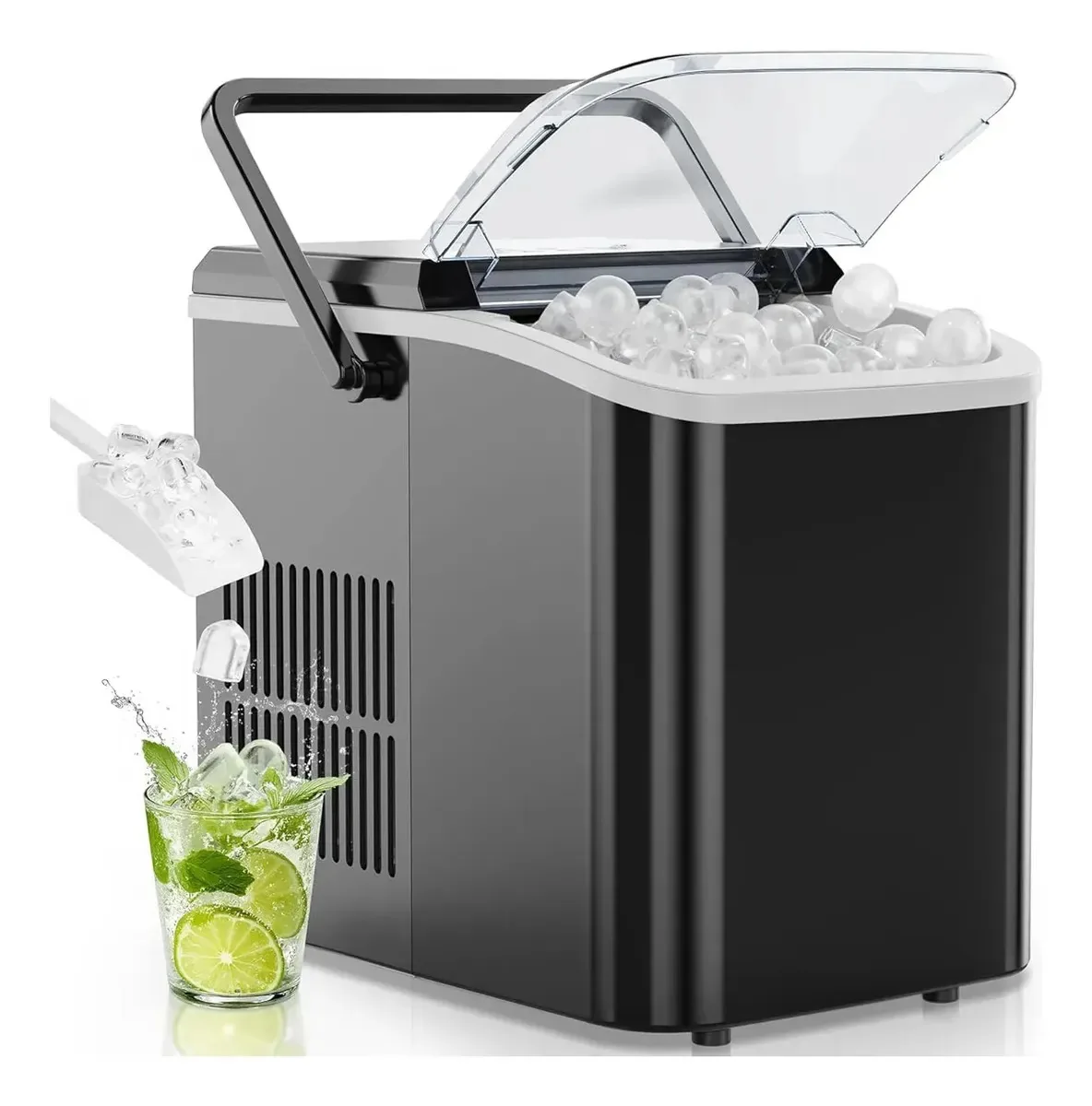 Máquina de gelo portátil com limpeza automática e 2