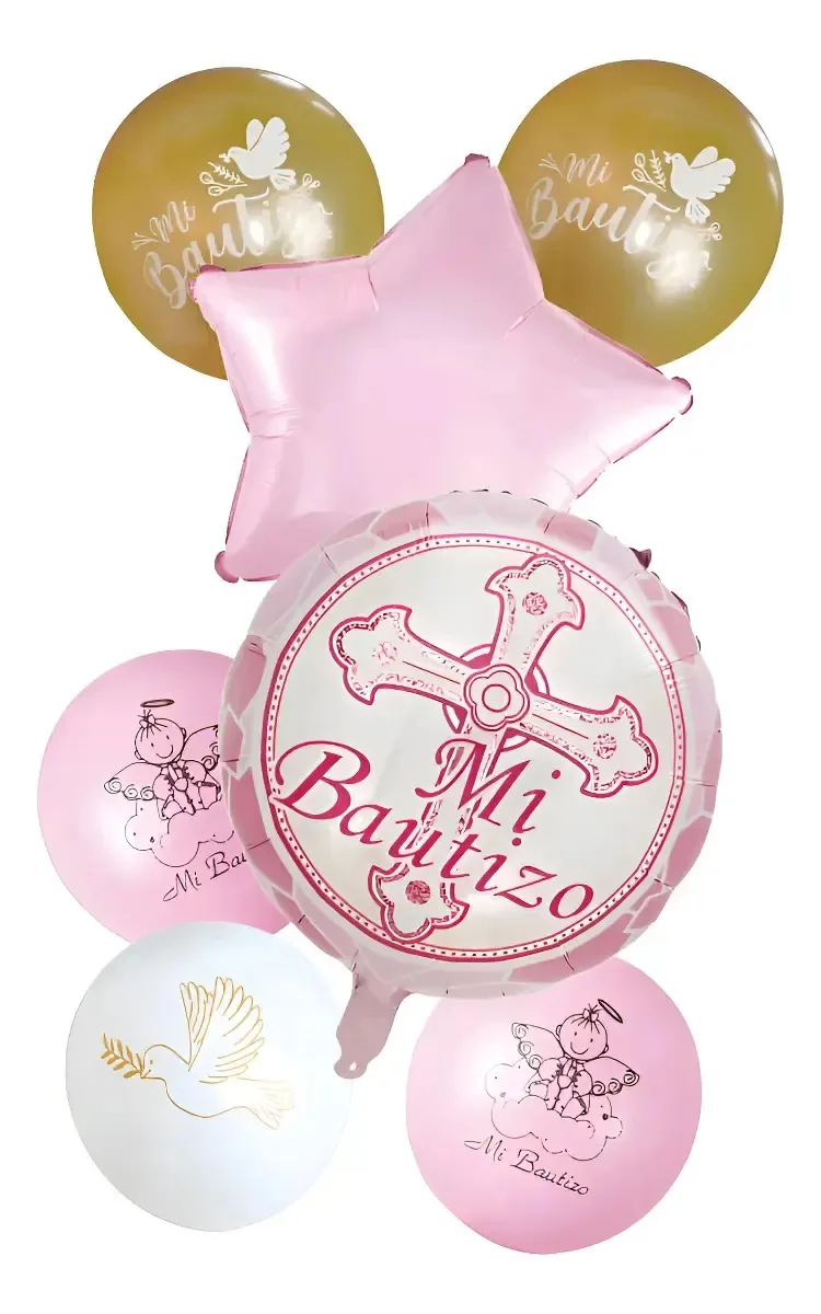 Conjunto de balões de batizado rosa para meninos e meninas