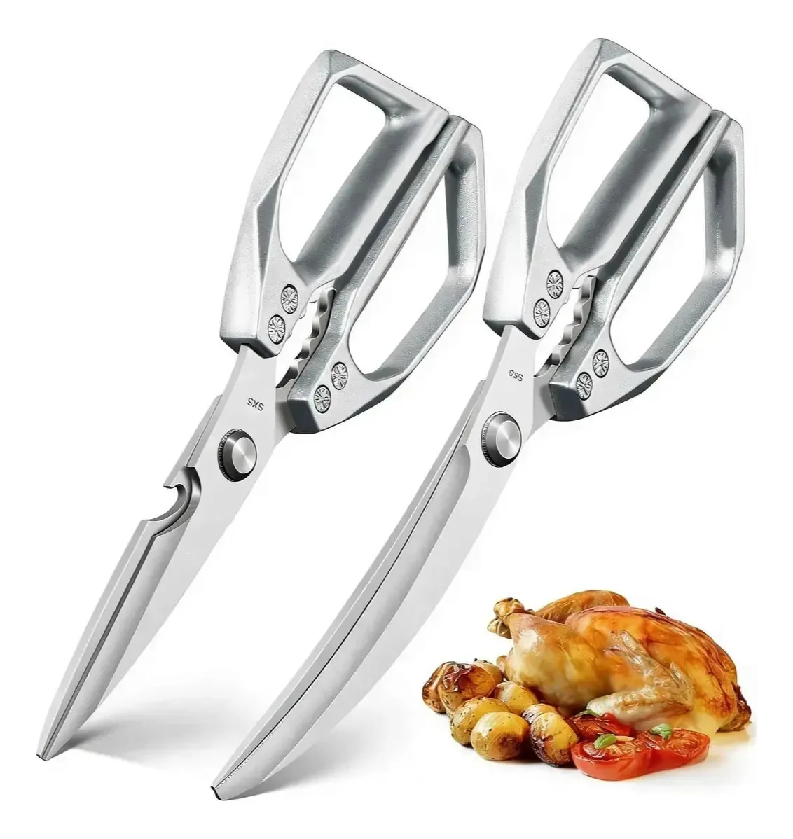 Kit 2 Tesouras Multiuso Tesoura Casa E Cozinha Costura Inox