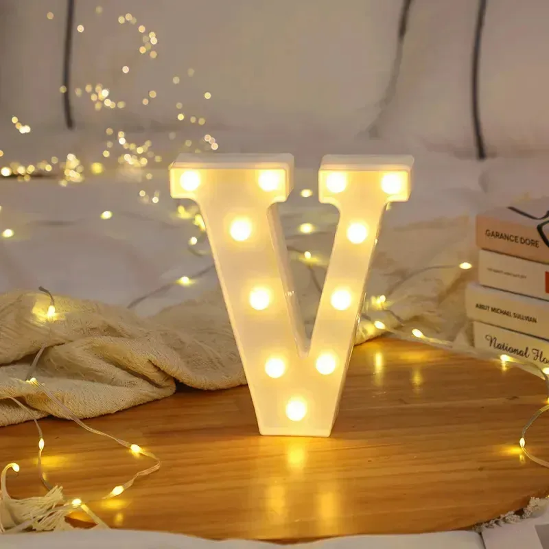 Números, letras, sinais luminosos, luzes decorativas de festa LED, cor V
