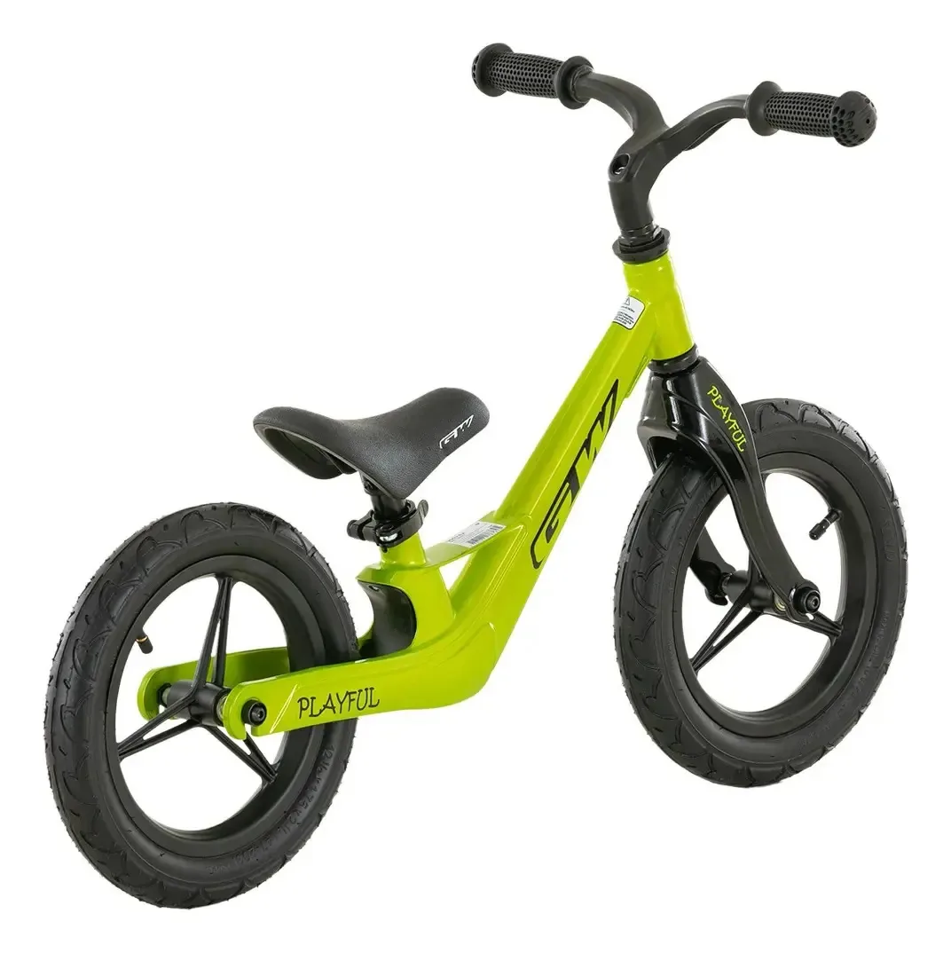 Bicicleta de magnésio Gw Playful Rin 12 Impulse sem pedais, verde ácido