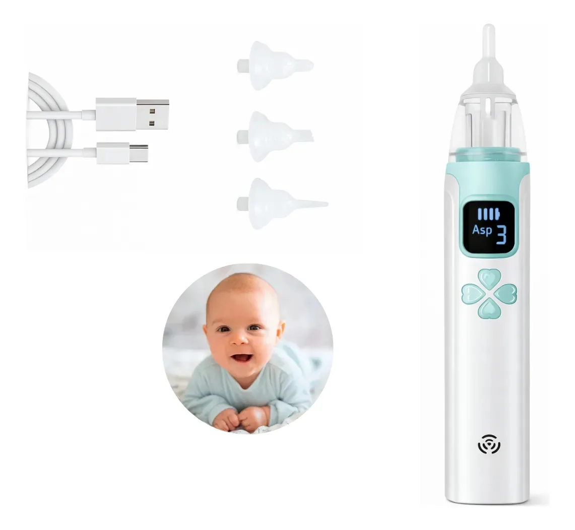 Aspirador nasal elétrico recarregável Saca Moco para bebês verde claro