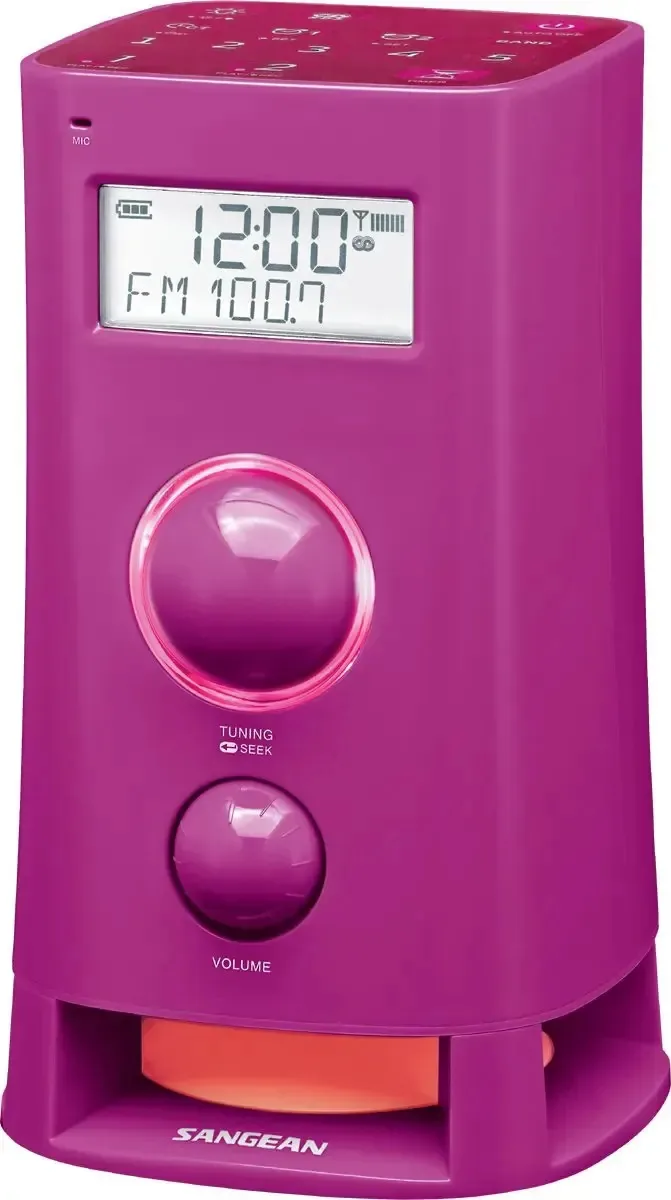 Rádio digital AM/FM multifuncional vertical Sangean K-200 (rosa)