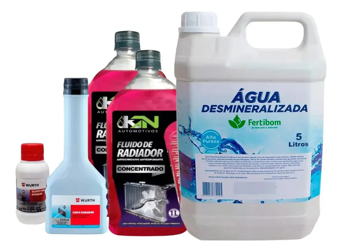 Kit Agua Desmineraliza Aditivo Antirust Veda Limpa Radiador