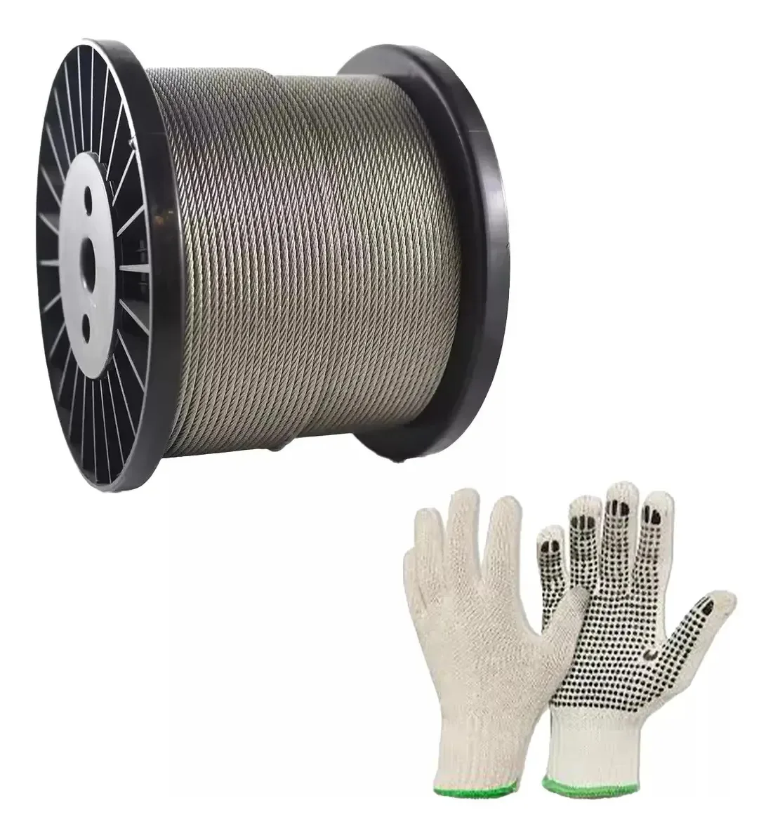 Cabo Aço Galvanizado 4mm 5/32 6x7 Alma Fibra 200m + Luva Ldi