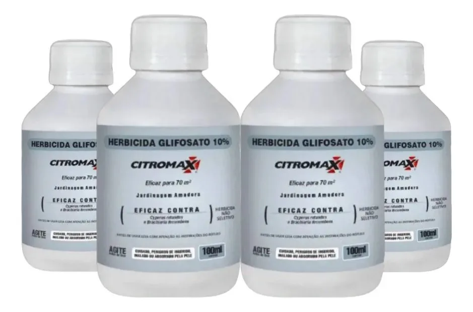 Kit 4 Unidades - Herbicida Glifosato 10% 100ml Citromax