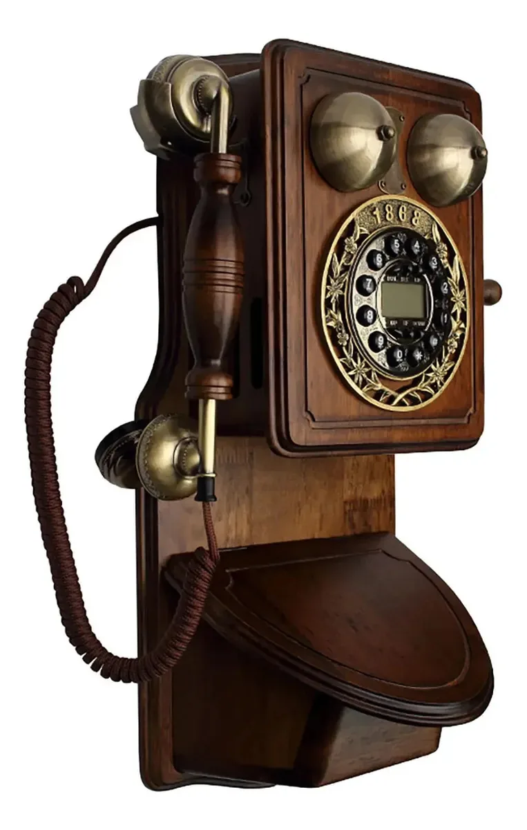 Telefone vintage Daeoibhjr, telefone fixo de parede, telefone antigo retrô com rediscagem, telefone fixo com fio decorativo para hotel, escritório e casa.