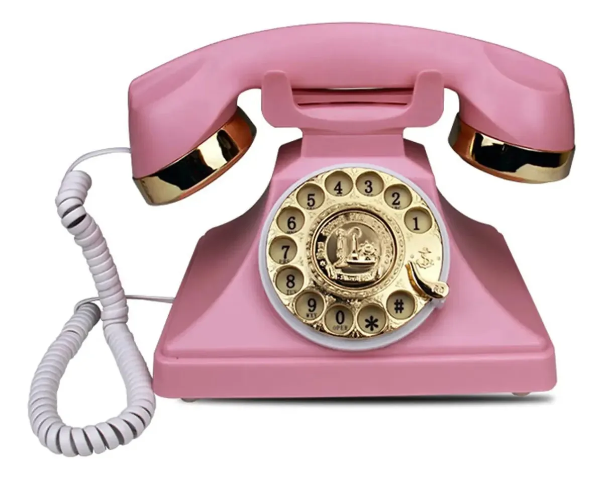 Telefone giratório retrô, telefones fixos antigos, telefone de estilo europeu, telefone de mesa a cabo com campainha mecânica, retorno de chamada, telefone antigo para decoração de escritório...